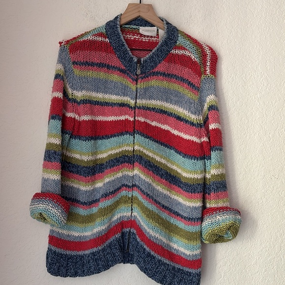 Lizwear comfy colorful zip up oversized cardigan size M - Picture 1 of 5